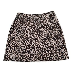 LOFT Black and Cream Leopard Print A-Line Skirt